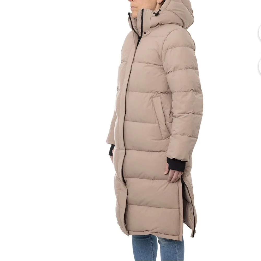 London Fog Women's Removable‎ Hood Ulta Long Puffer Coat - Latte